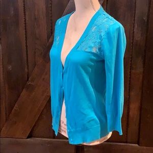 Cable and gauge blue cardigan
